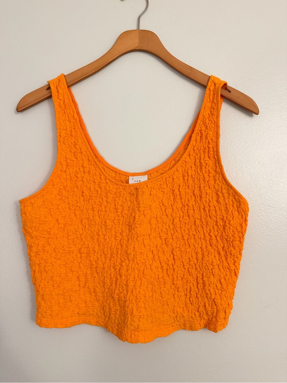 A New Day Orange Textured Crop Tank Top